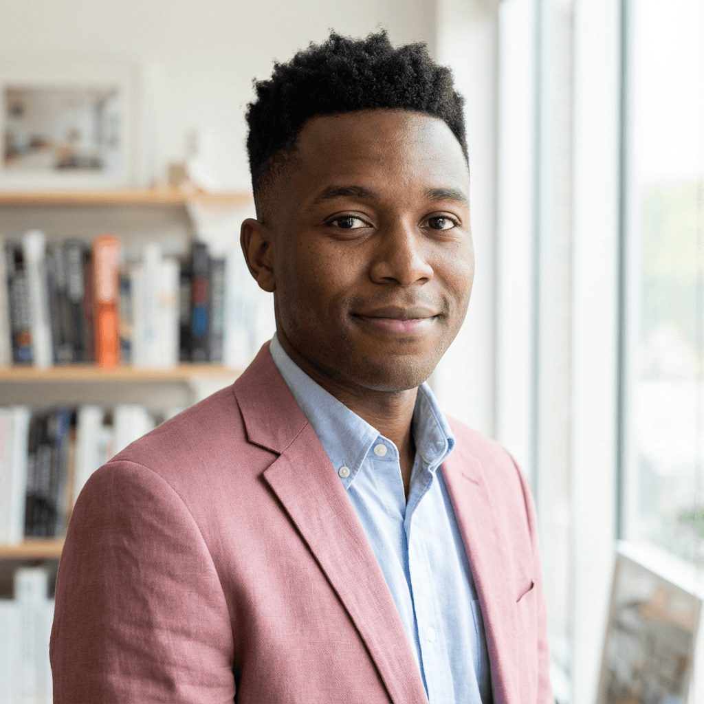 Male entrepreneur in his mid 30s, White, focused and analytical demeanor suitable for business coaching