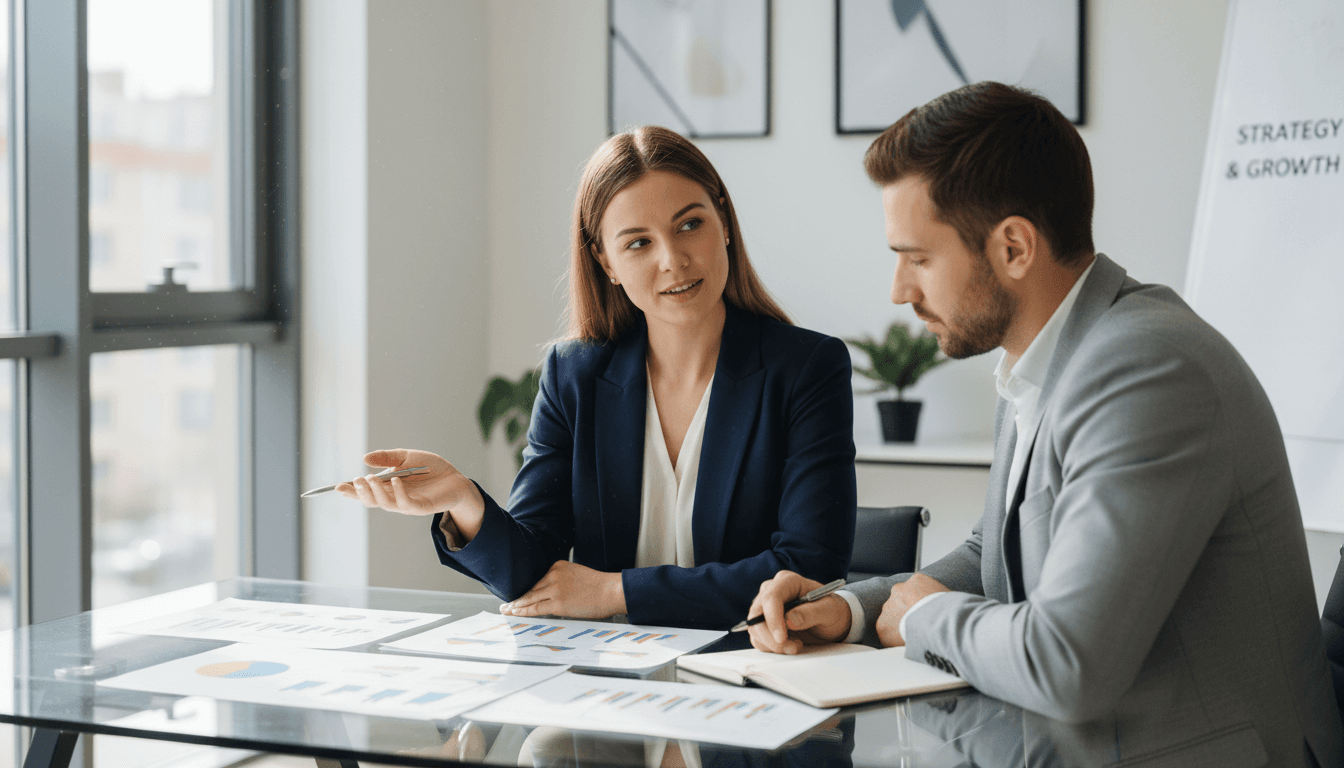 Car rental business coaching consultation in modern office